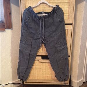 Nicole Miller linen Charcoal Cargo Pants